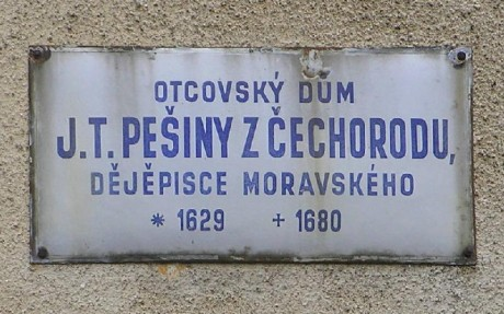 Pamětní deska otcovský dům J. T. Pešiny z Čechorodu